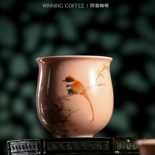 问鼎咖啡中国色咖啡杯粉色（九桃）（梅花鸟）（缺货） 商品图0