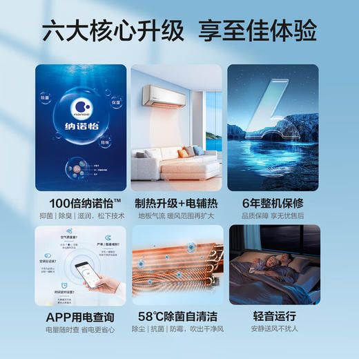 松下空调洵风升级款 大1匹/1.5匹 新一级能效 变频冷暖壁挂式空调 母婴级100倍纳诺怡除菌原装压缩机DG26K410 商品图4