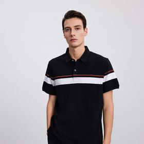 【条纹撞色男士Polo衫】24年春夏新品男士直筒短袖上衣时尚条纹撞色T恤