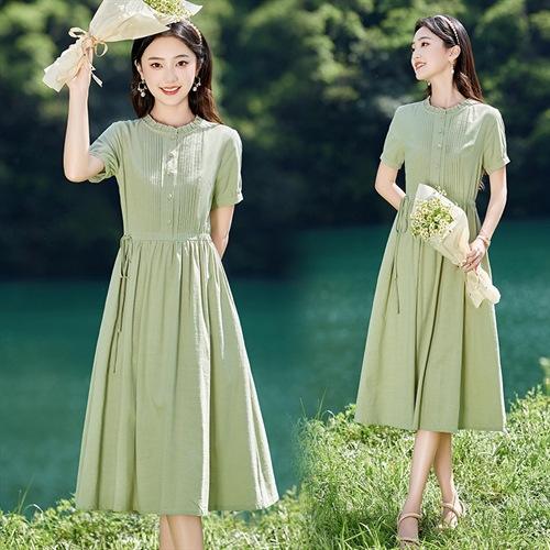 收腰印花文艺，复古中国风连衣裙HR-NYMYZ2603 商品图1