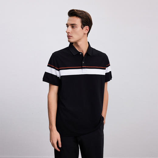 【条纹撞色男士Polo衫】24年春夏新品男士直筒短袖上衣时尚条纹撞色T恤 商品图2