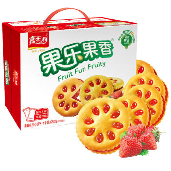 嘉士利零食果乐果香早餐果酱夹心饼干草莓味680g/盒 零食礼盒团购 商品图2