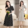宽松系带高腰，雪纺波点连衣裙 HR-XXL6805 商品缩略图0
