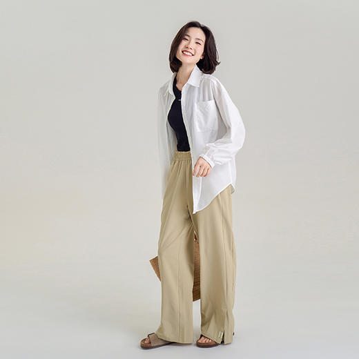 春夏秋薄款 UPF50+防晒阔腿裤 脚口开叉宽松直筒裤 遮肉显瘦显腿直 商品图6