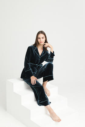 【100%桑蚕丝】SCHIESSER德国舒雅高端铂雅女士长袖长裤真丝丝绒套装真丝丝绒91/18805H