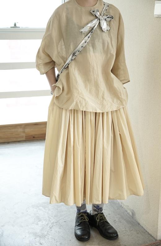 apuntob ​褶皱米黄色棉质半身裙 商品图2