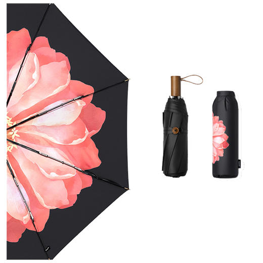 蕉下雨伞 防晒防紫外线女士 双层小黑伞系列三折伞 商品图5