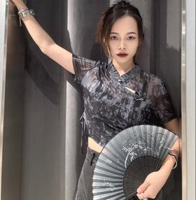 4-22GD双侧抽绳国风小衫40612（黑） 夏季 142220050321