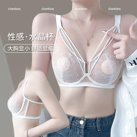 【法式纯欲！性感撩人水晶内衣】性感与舒适兼得，轻若无物，显瘦显小，可可西里蕾丝大胸显小内衣女超薄透气水晶杯小胸聚拢文胸