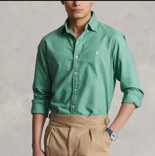 点此购买 拉夫劳伦男女款牛津纺纯色Logo刺绣排扣翻领六色经典长袖休闲衬衫 gz 292316 商品图13