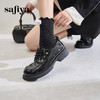 Safiya/索菲娅2024秋学院风漆皮圆头百搭粗跟软底英伦星星小皮鞋 SF43112132 商品缩略图4