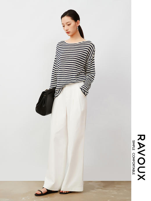 263160102白色高腰阔腿裤 商品图2