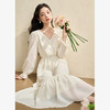 温柔白月光肌理花边长袖连衣裙女V领收腰A摆连衣裙V2942239 商品缩略图0