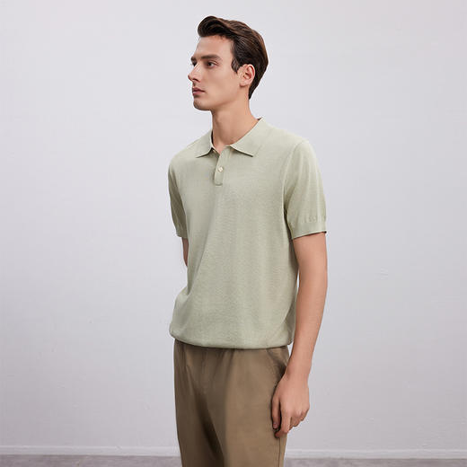 【棉桑蚕丝男士Polo衫】24年春夏新品男士纯色百搭棉质短袖针织上衣 商品图3