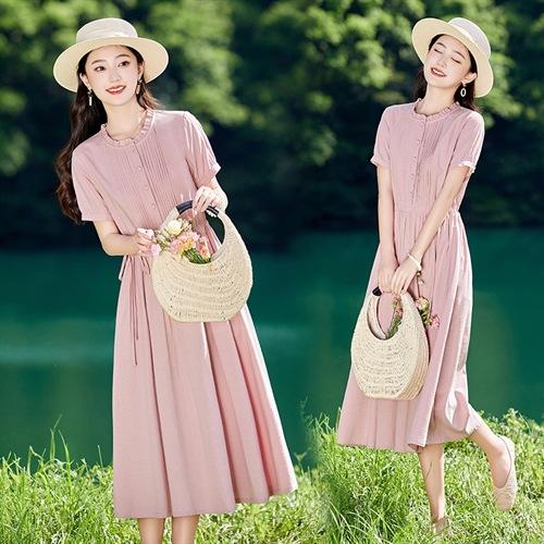 收腰印花文艺，复古中国风连衣裙HR-NYMYZ2603 商品图4