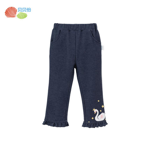 贝贝怡【花边脚口】秋季新款女童仿牛仔长裤舒适百搭休闲裤中小童直筒裤ZB3DK017 商品图5