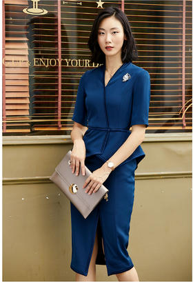 颈袖添香“CEO” 漫步都市俏皮随性 修身立裁连衣裙 干练气场 氧气 活力 J6280870