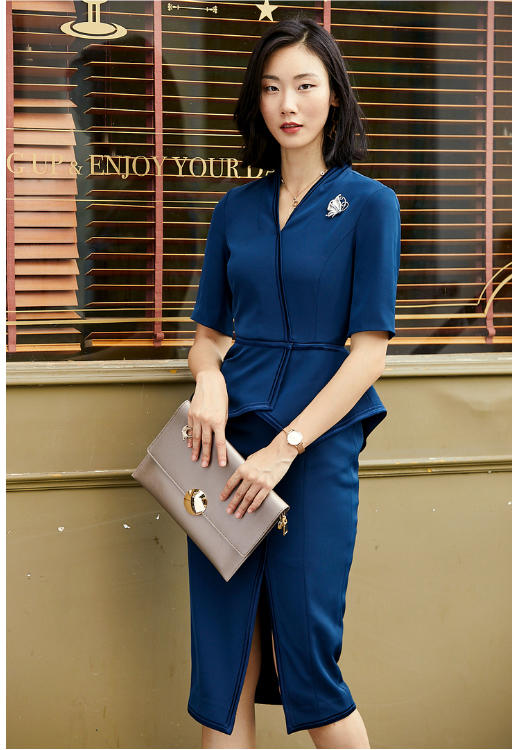 颈袖添香“CEO” 漫步都市俏皮随性 修身立裁连衣裙 干练气场 氧气 活力 J6280870 商品图0