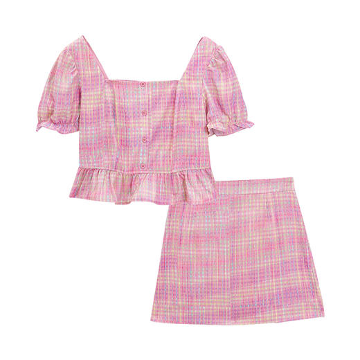 【微胖】IEF/爱依服 夏季韩版别致设计木耳边泡泡袖大码上下套裙DP33171 商品图5