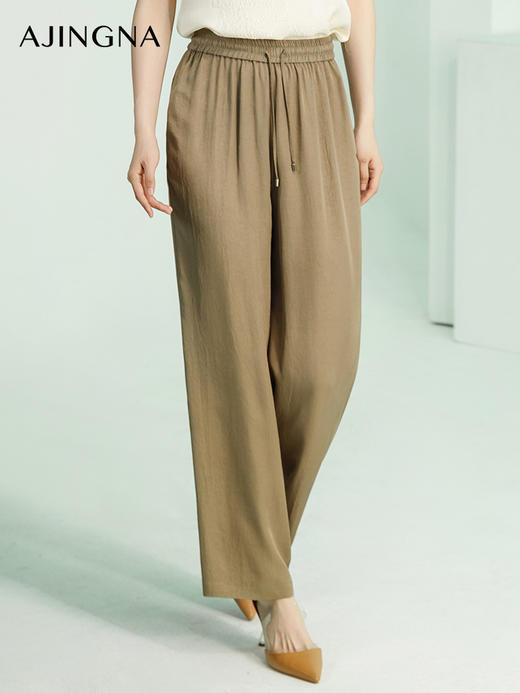 【商场同款】阿菁娜2024夏季新款直筒宽松垂坠感长裤A30X110051 商品图3