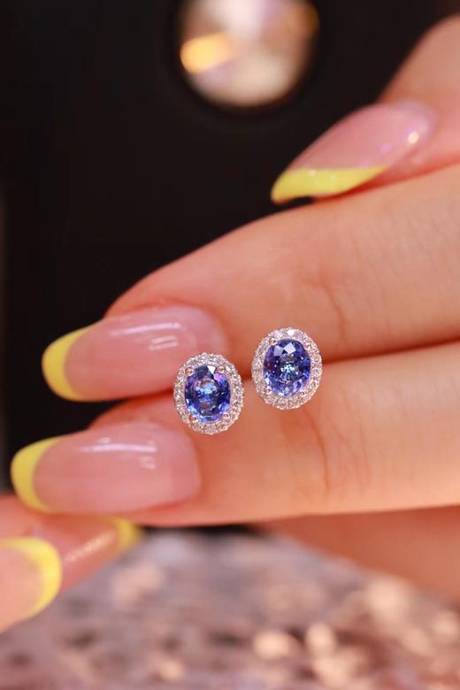 1.0ct 蓝宝石耳钉 商品图4