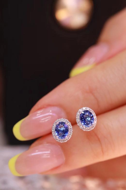 1.0ct 蓝宝石耳钉 商品图1