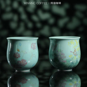 问鼎咖啡中国色咖啡杯绿色（碧桃花) （菜花蝴蝶)