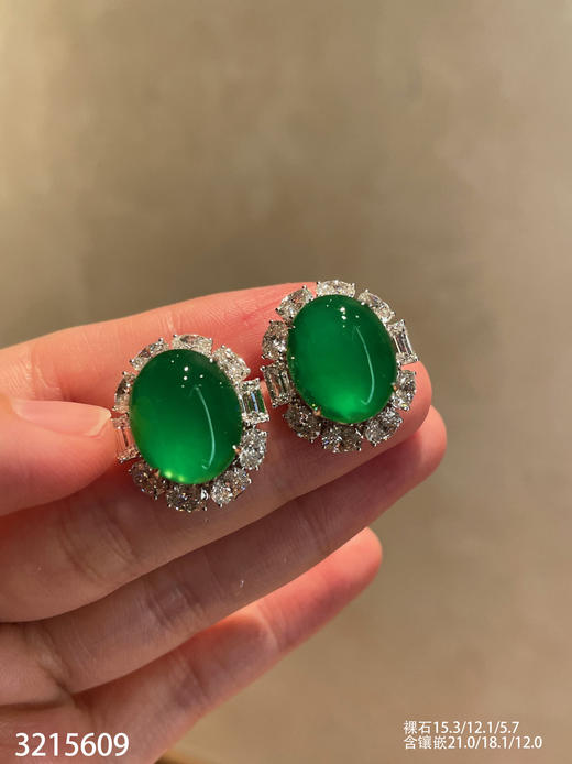 老坑玻璃种帝王绿耳钉【3215609】具体价格微信咨询 商品图0