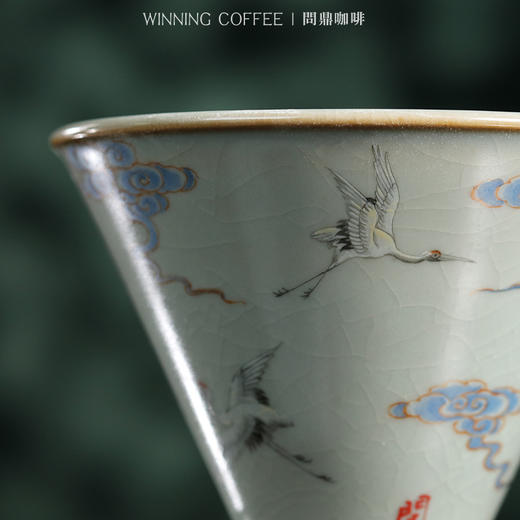 问鼎咖啡天青釉带竖条滤杯 （金鱼） （祥云飞鹤） 商品图3