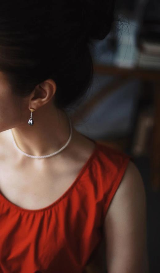 古典油画般的客旭黑珍珠耳环 商品图4