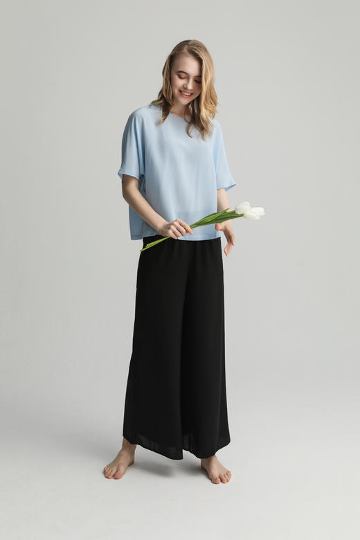 【100%桑蚕丝】SCHIESSER德国舒雅高端铂雅女士宽松款半袖上衣女士直筒宽松真丝长裤91/19307U91/19310P 商品图2