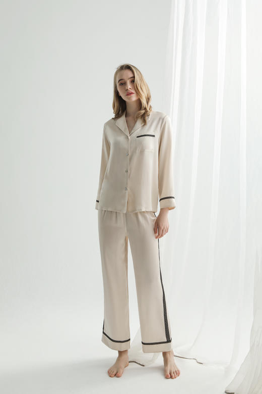 【100%桑蚕丝】SCHIESSER德国舒雅高端铂雅女士长袖长裤真丝套装100%桑蚕丝90/19305H 商品图2