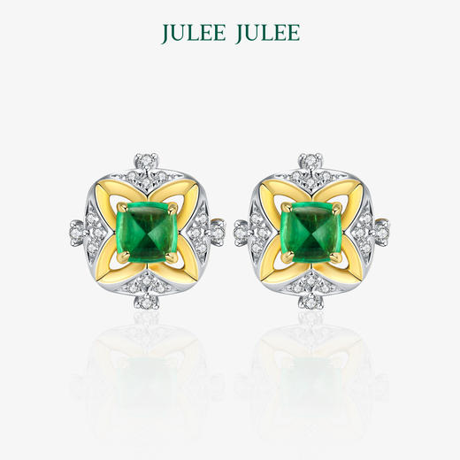 JULEE JULEE茱俪珠宝 18K黄金糖塔祖母绿耳饰 商品图0