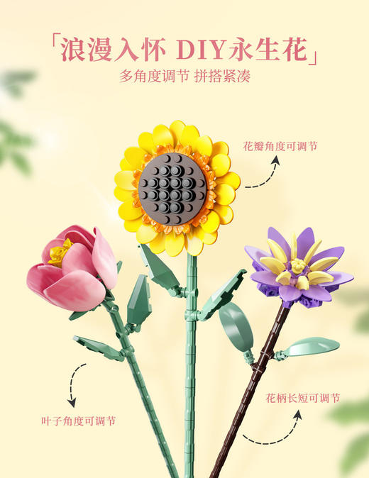 🌸【费米永生积木花篮】🔺1、ABS材质光滑不划手，原料品质、模具精度、🍅生产制造线都是国际领先水平 🔺 商品图1