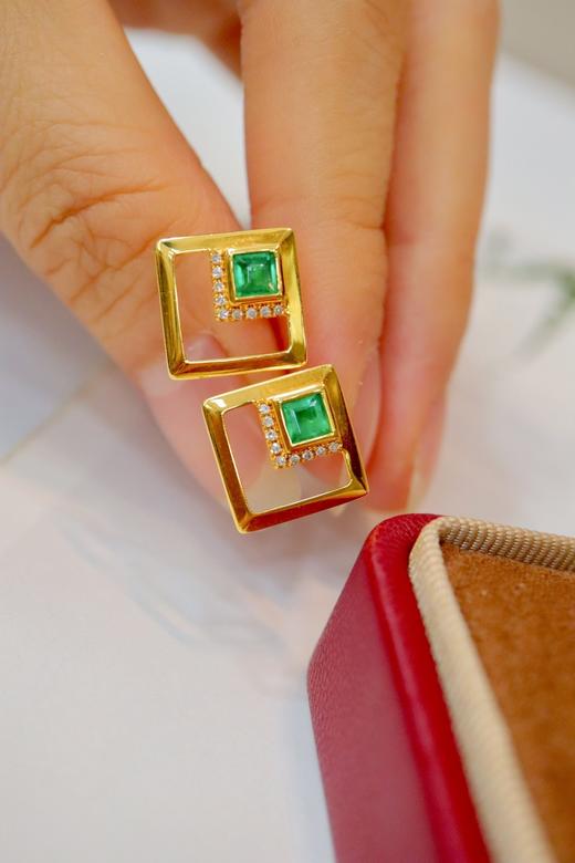 0.8ct 祖母绿耳钉 商品图1