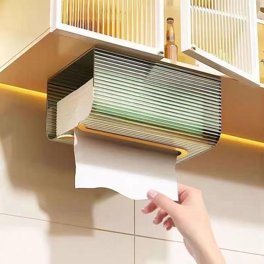 纸巾盒壁挂式洗脸巾收纳盒厨房倒挂抽纸盒家用卫生间免打孔纸抽盒 商品图5