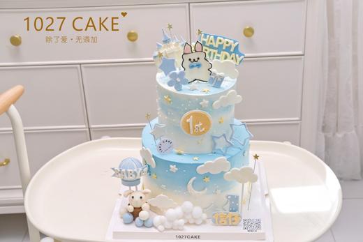 1027CAKE | 双层 兔兔周岁 手工翻糖装饰（需要提前2-3天预订） 商品图1