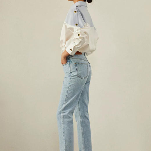 CHCH女衬衫品牌设计纽扣对比拼接女衬衫气质时尚长袖衬衫女上衣 商品图4