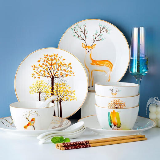 「16件套！数套可选」碗碟套装 四人食陶瓷餐饮用具碗筷套装微波炉烤箱适用 商品图3