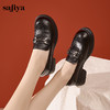 Safiya/索菲娅2025英伦真皮石头纹圆头金属扣百搭粗跟乐福鞋 SF43112103 商品缩略图2