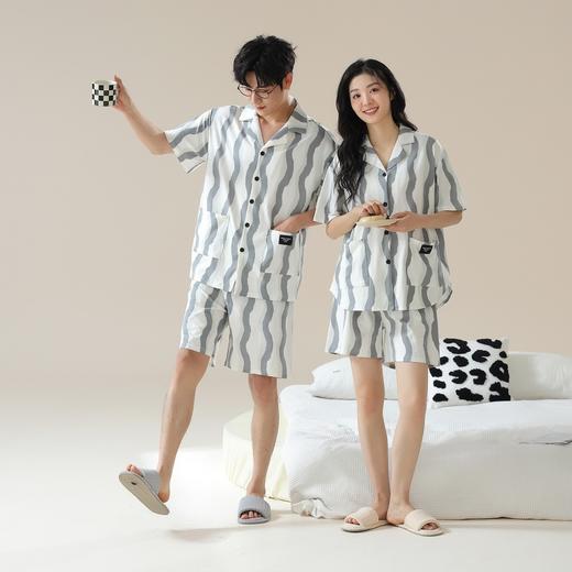 【冰冰凉凉！莫代尔睡衣】柔软围绕，睡个好觉，情侣开衫凉感型家居服，舒适透气夏季短袖短裤，夏天女士大码家居可外出服套装L 商品图2