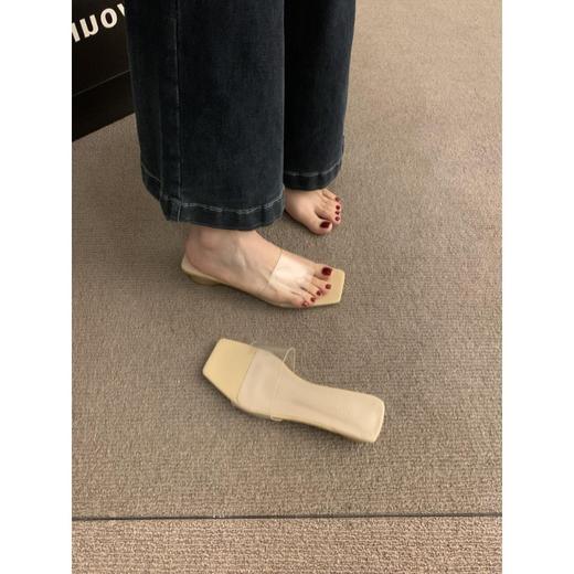 【上脚超美滴❗️新款透明一字拖】超软皮质，舒适透气不累脚，款式高级百搭，粗跟外穿法式凉拖Y 商品图3