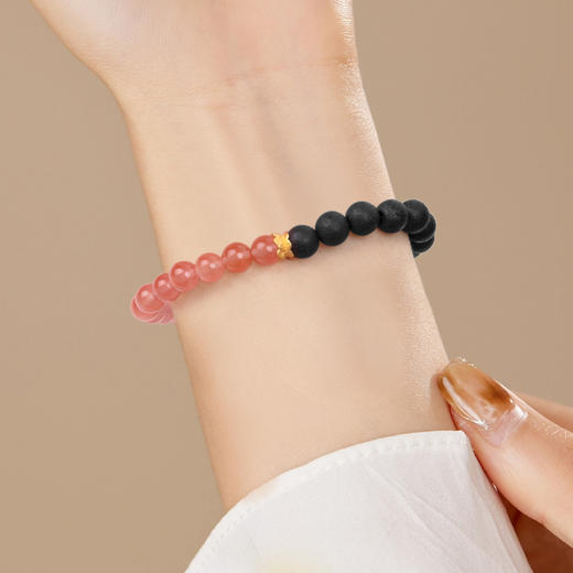 珠事吉祥 原创精品6mm降真香老山檀南红和田碧玉手串 商品图7