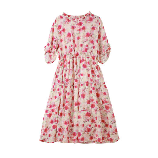 木耳领印花连衣裙 商品图1