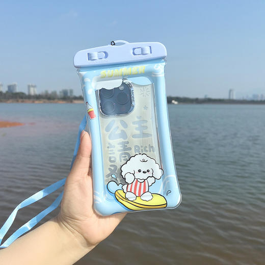 【密封性强，自带挂绳，安全实用】简约可爱卡通手机防水袋 气囊可触屏保护套 漂流游泳手机袋防水-QQ 商品图5