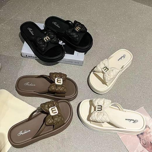 【超舒适❗️百搭蝴蝶结凉鞋】韩版时尚百搭，隐形增高拖鞋，舒适防滑不磨脚，夏季新款爆款外穿沙滩鞋L 商品图1