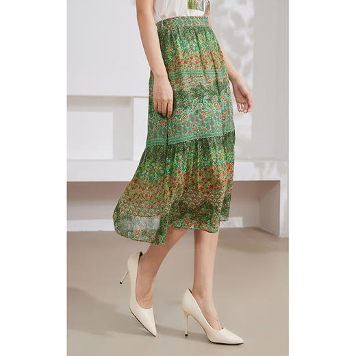 乔万尼夏季真丝半身裙100%桑蚕丝法式a字裙EM2D817 商品图2