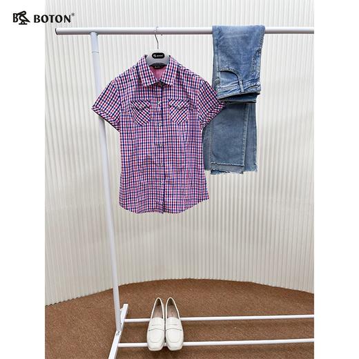 【第2件半价！尾货清仓不退换】波顿女士休闲格仔短袖衬衫LS738216 商品图4