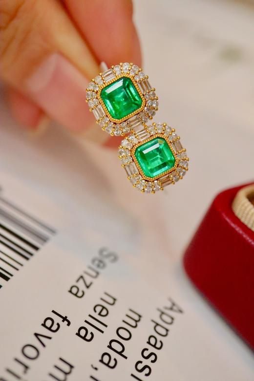 1.5ct 祖母绿耳钉 商品图0