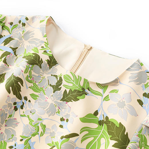 法式优雅女人味，浪漫印花双绉雪纺连衣裙WLZD-2423204 商品图2